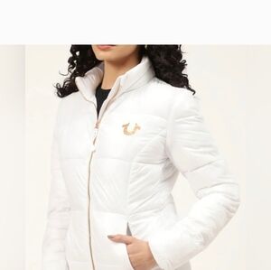 True Religion Women’s Nylon White Puffer Jacket Size Large